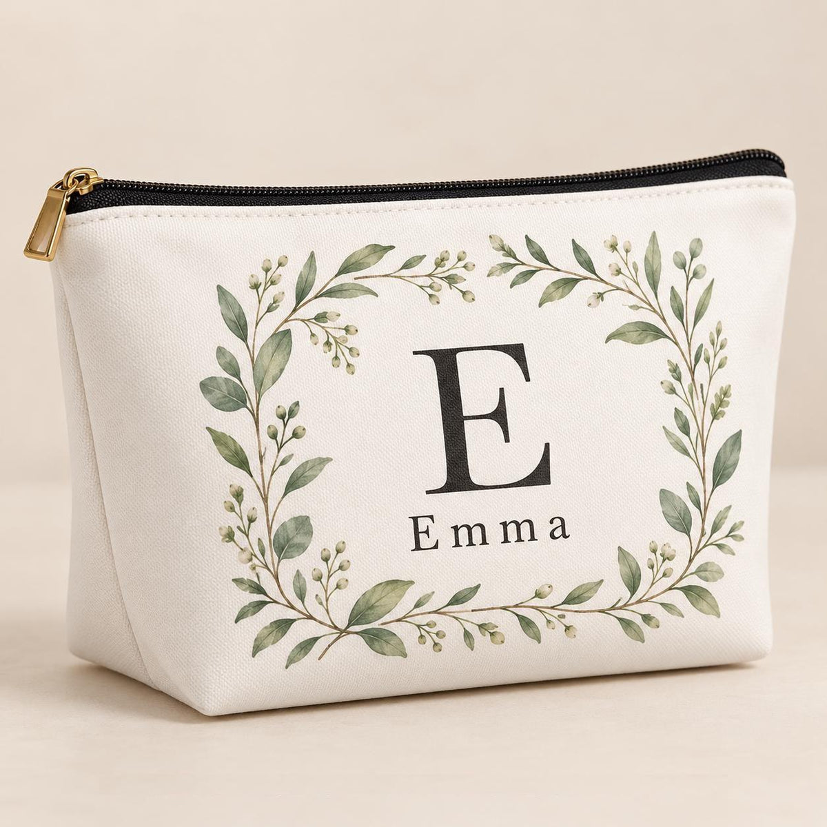Bridesmaid Makeup Bag with Name and Initial