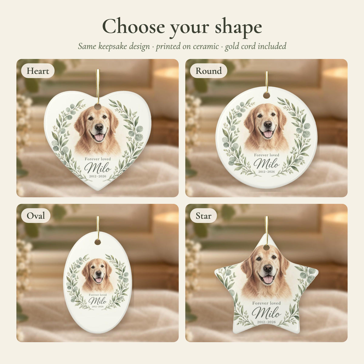 Pet Memorial Ornament with Photo