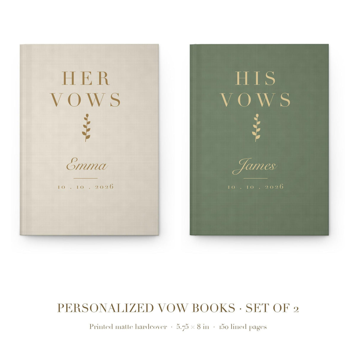 Personalized Vow Book with Name and Date
