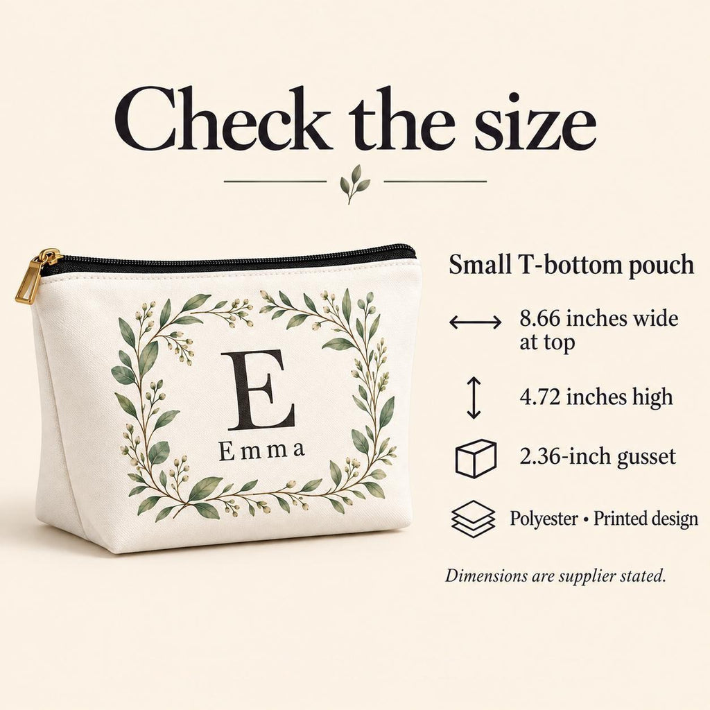 Bridesmaid Makeup Bag with Name and Initial