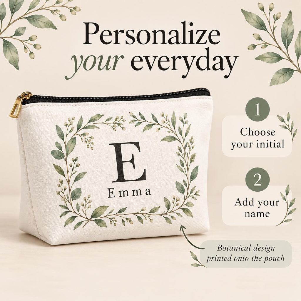 Bridesmaid Makeup Bag with Name and Initial