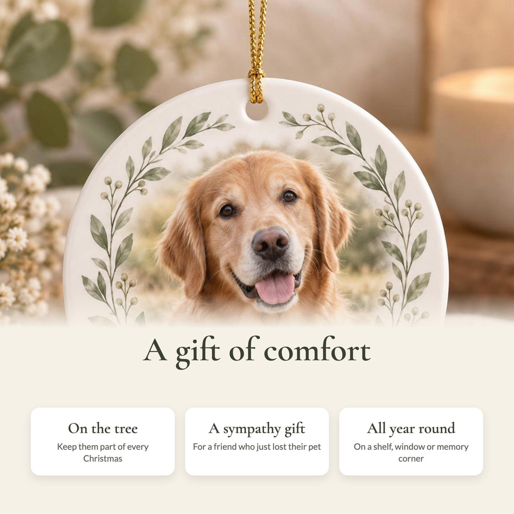 Pet Memorial Ornament with Photo and Name