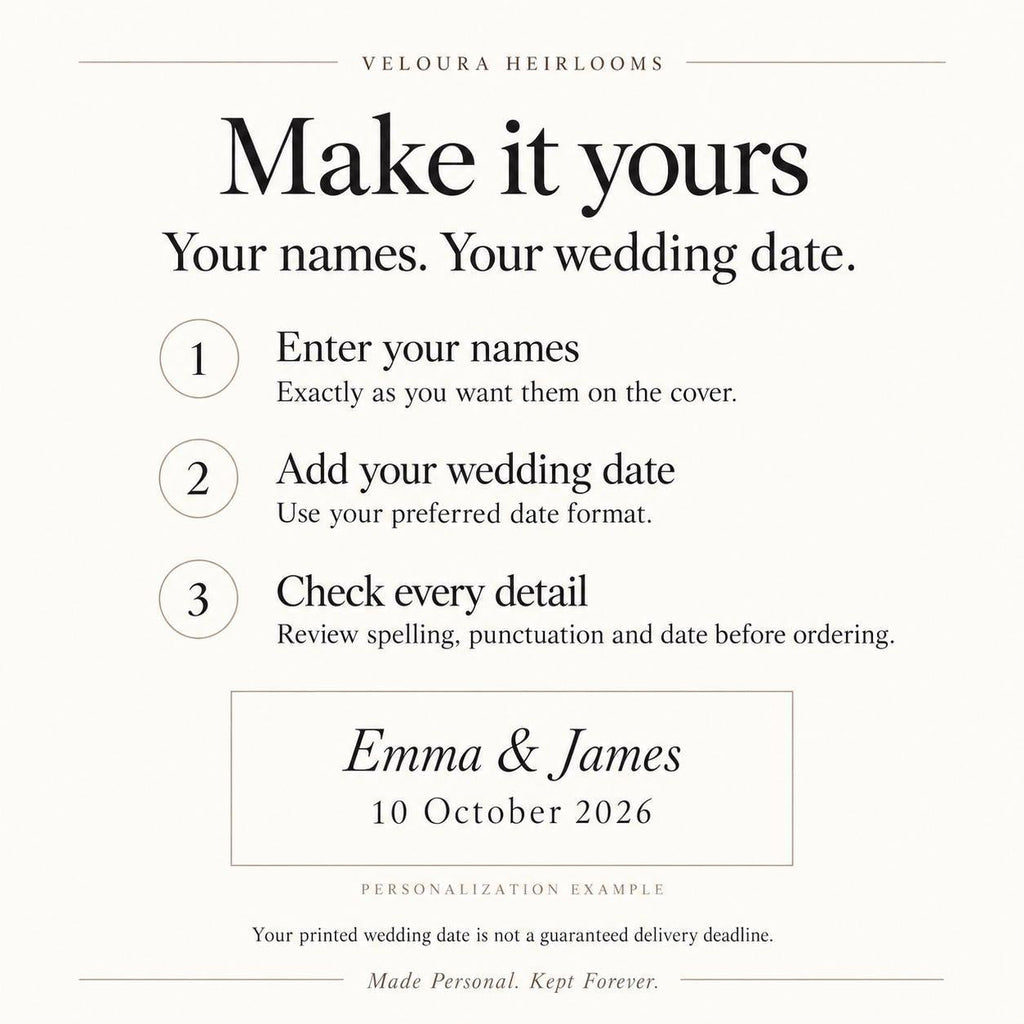 Personalized Wedding Guest Book with Names & Date