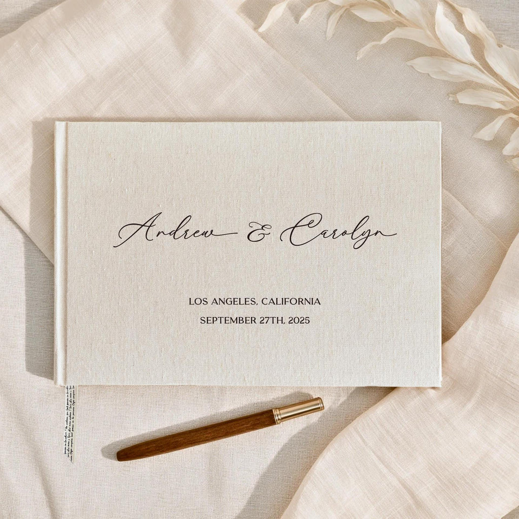 Personalized Wedding Guest Book with Names & Date