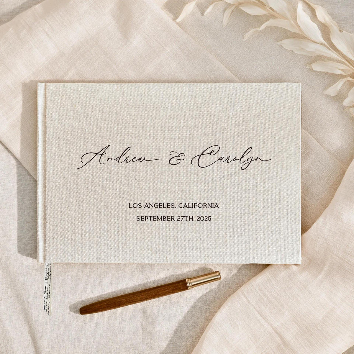Personalized Wedding Guest Book with Names & Date