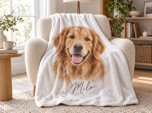 Custom Pet Photo Blanket with Name