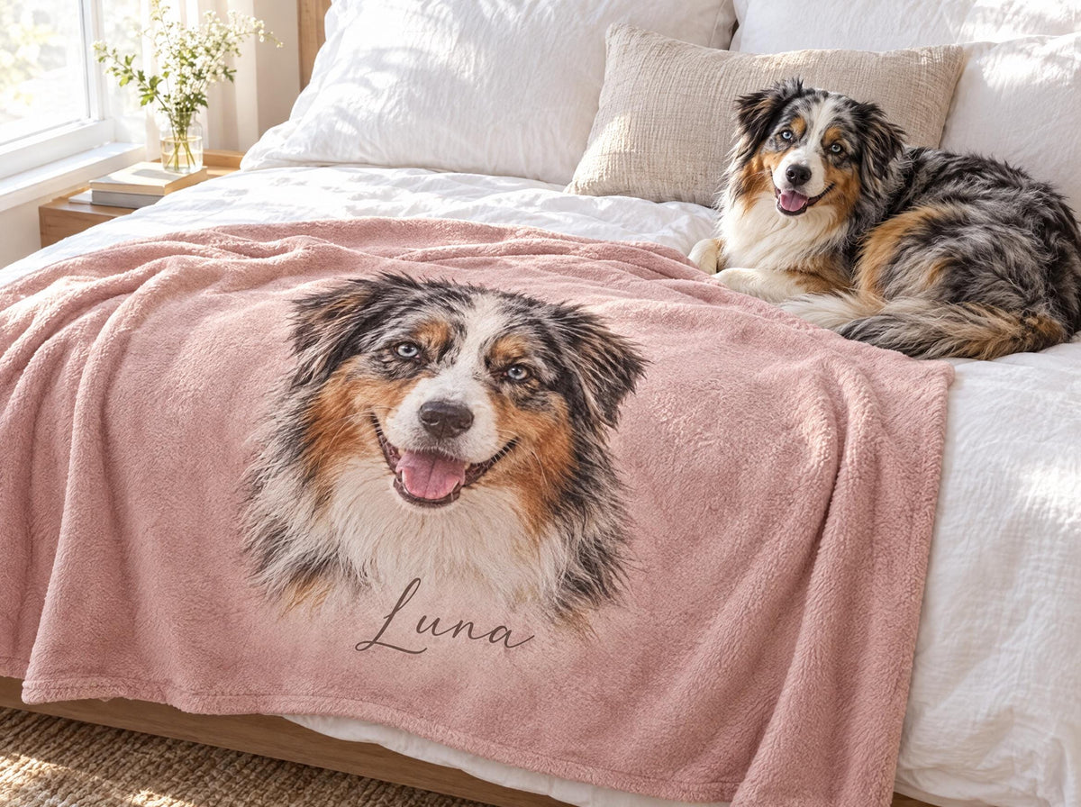 Custom Pet Photo Blanket with Name